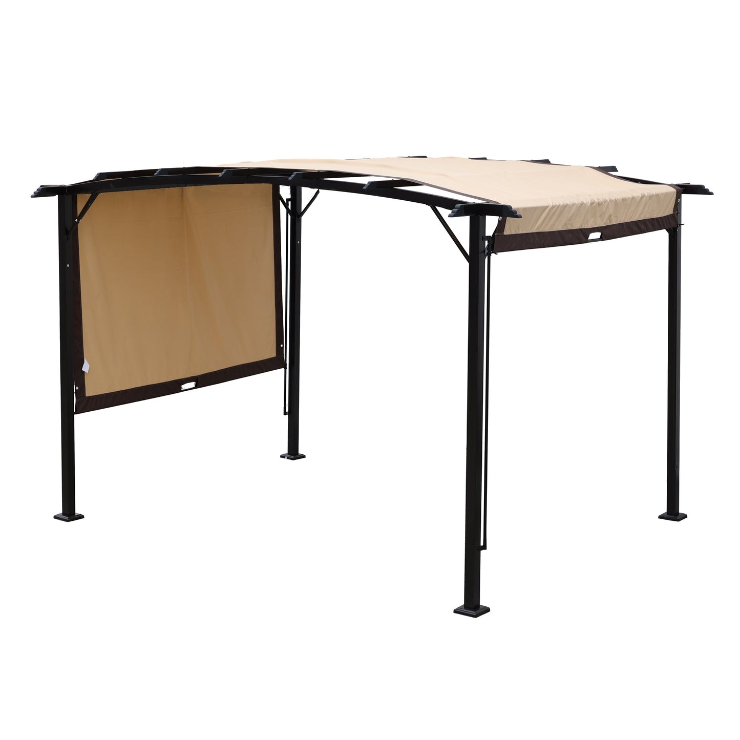 12 x 9 Ft Outdoor Canopy Patio Gazebo, Retractable Shade Canopy, Steel Frame Grape Gazebo, Sun Shelter for Gardens