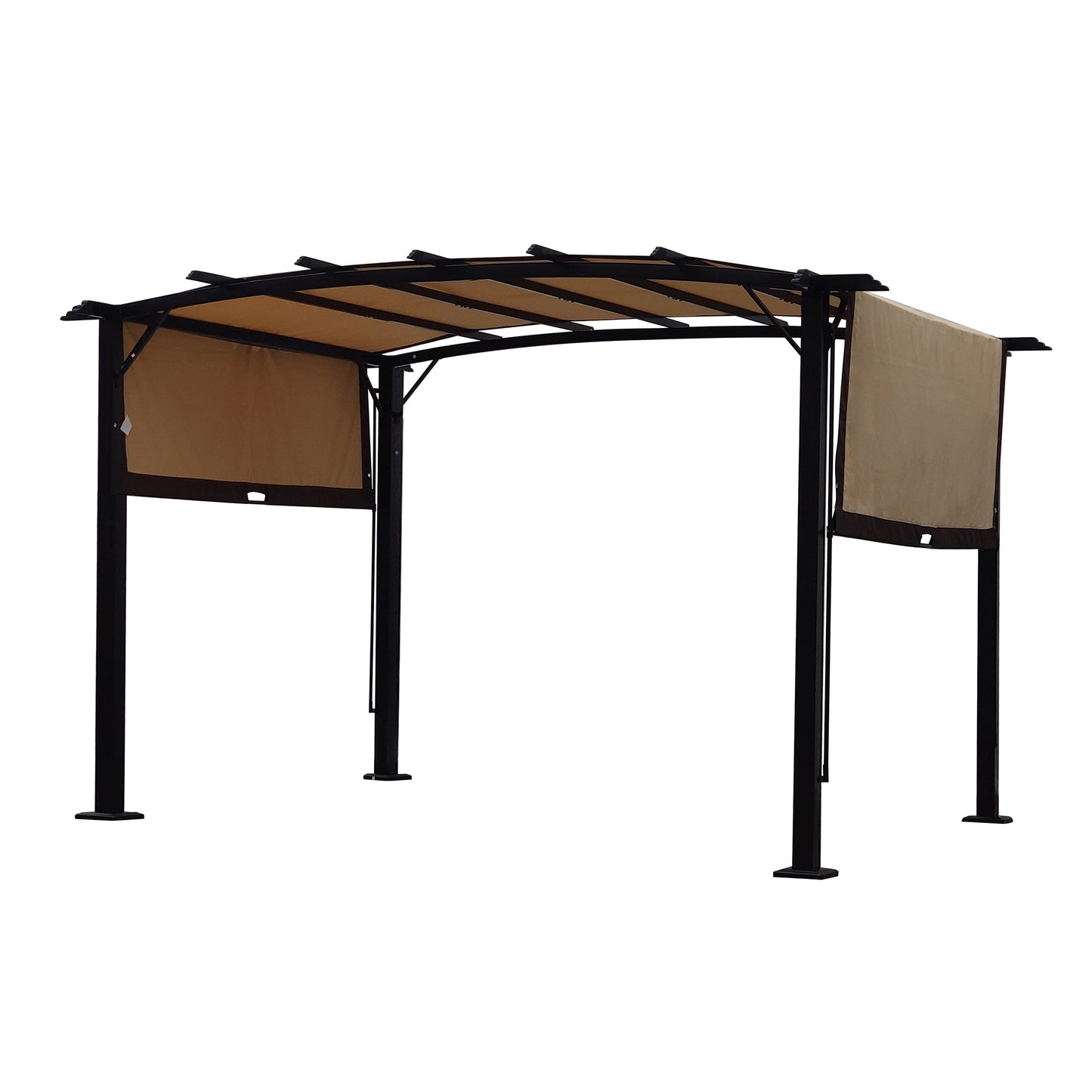 12 x 9 Ft Outdoor Canopy Patio Gazebo, Retractable Shade Canopy, Steel Frame Grape Gazebo, Sun Shelter for Gardens