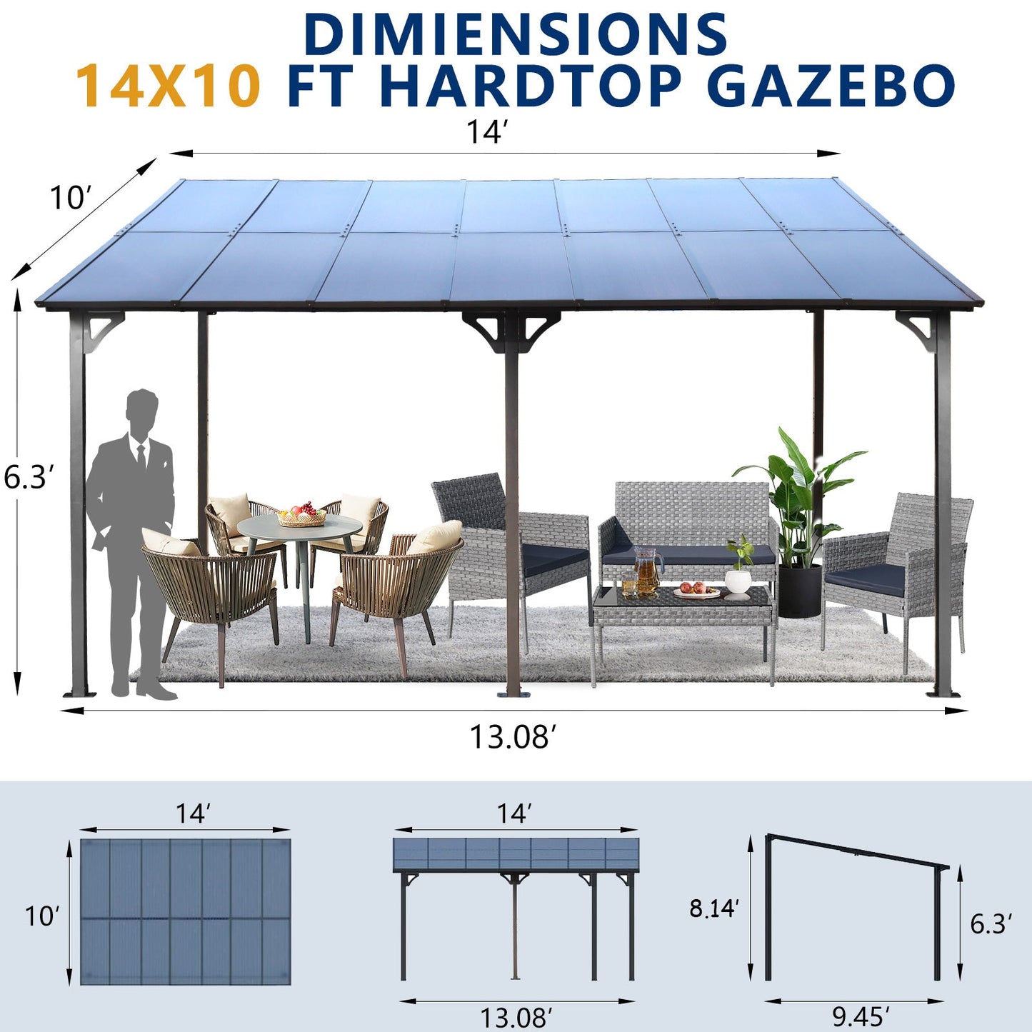 10' x 14' Outdoor Pergola Gazebo