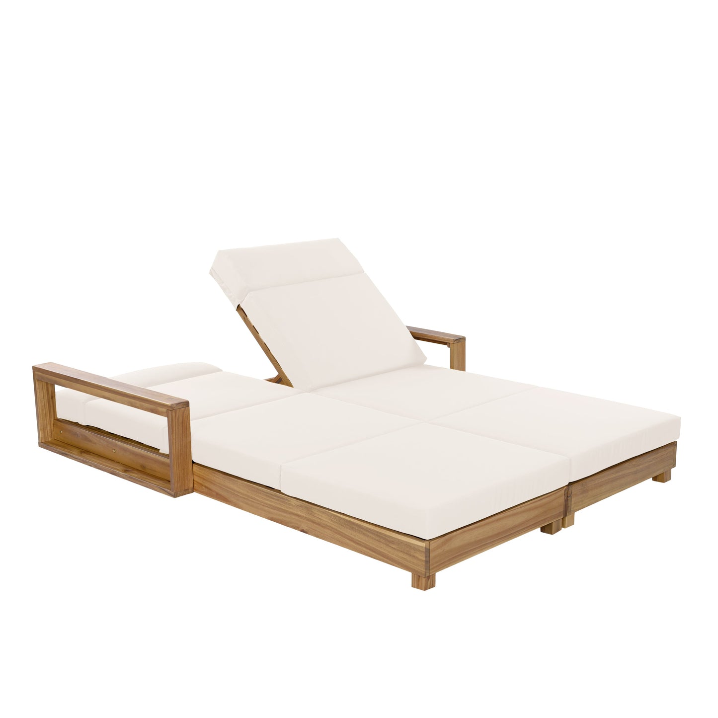 Double Acacia Wood Chaise Lounge Set