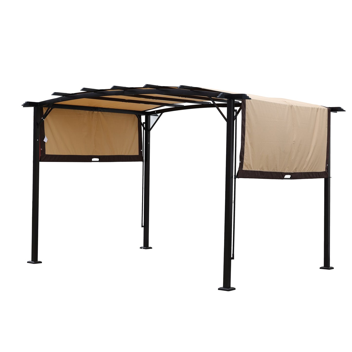 12 x 9 Ft Outdoor Canopy Patio Gazebo, Retractable Shade Canopy, Steel Frame Grape Gazebo, Sun Shelter for Gardens