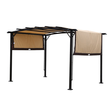 12 x 9 Ft Outdoor Canopy Patio Gazebo, Retractable Shade Canopy, Steel Frame Grape Gazebo, Sun Shelter for Gardens
