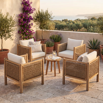 Set of 4 Outdoor Acacia Wood Patio Chairs