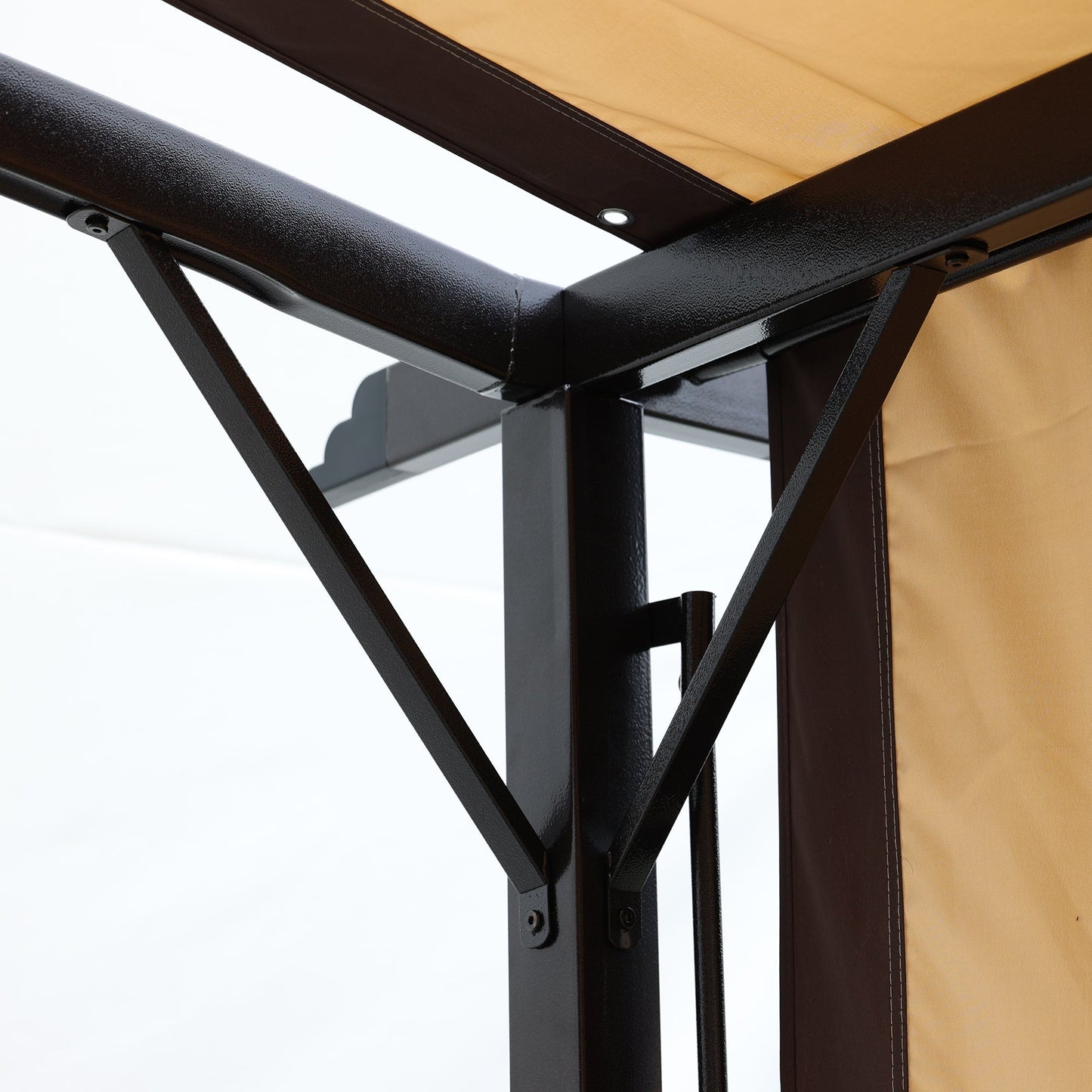 12 x 9 Ft Outdoor Canopy Patio Gazebo, Retractable Shade Canopy, Steel Frame Grape Gazebo, Sun Shelter for Gardens