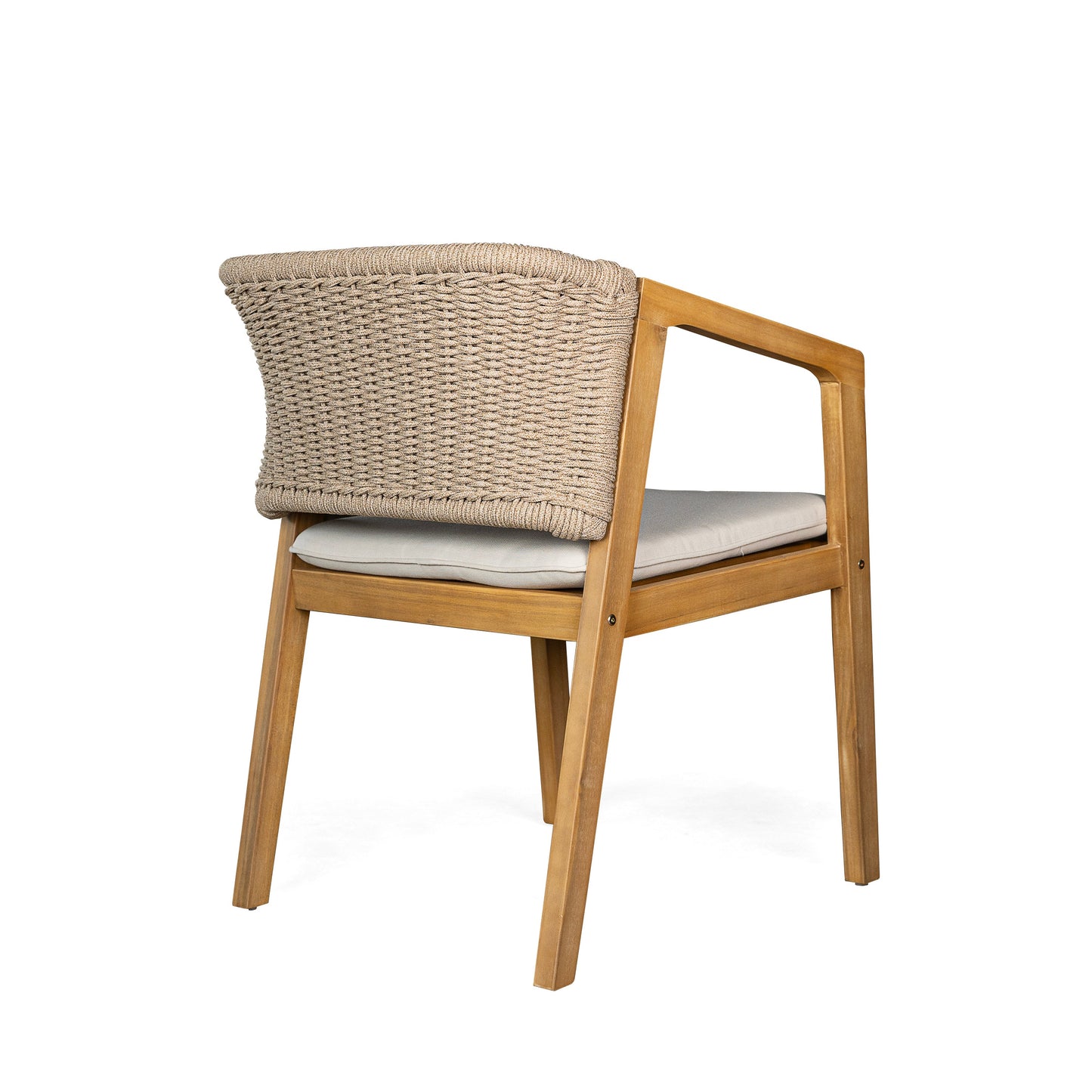 7-Piece Outdoor Dining Set, Acacia Wood Table & 6 Rope Chairs