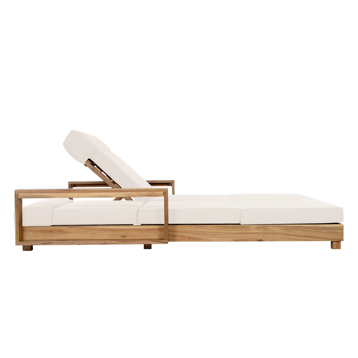 Double Acacia Wood Chaise Lounge Set