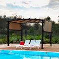 12 x 9 Ft Outdoor Canopy Patio Gazebo, Retractable Shade Canopy, Steel Frame Grape Gazebo, Sun Shelter for Gardens