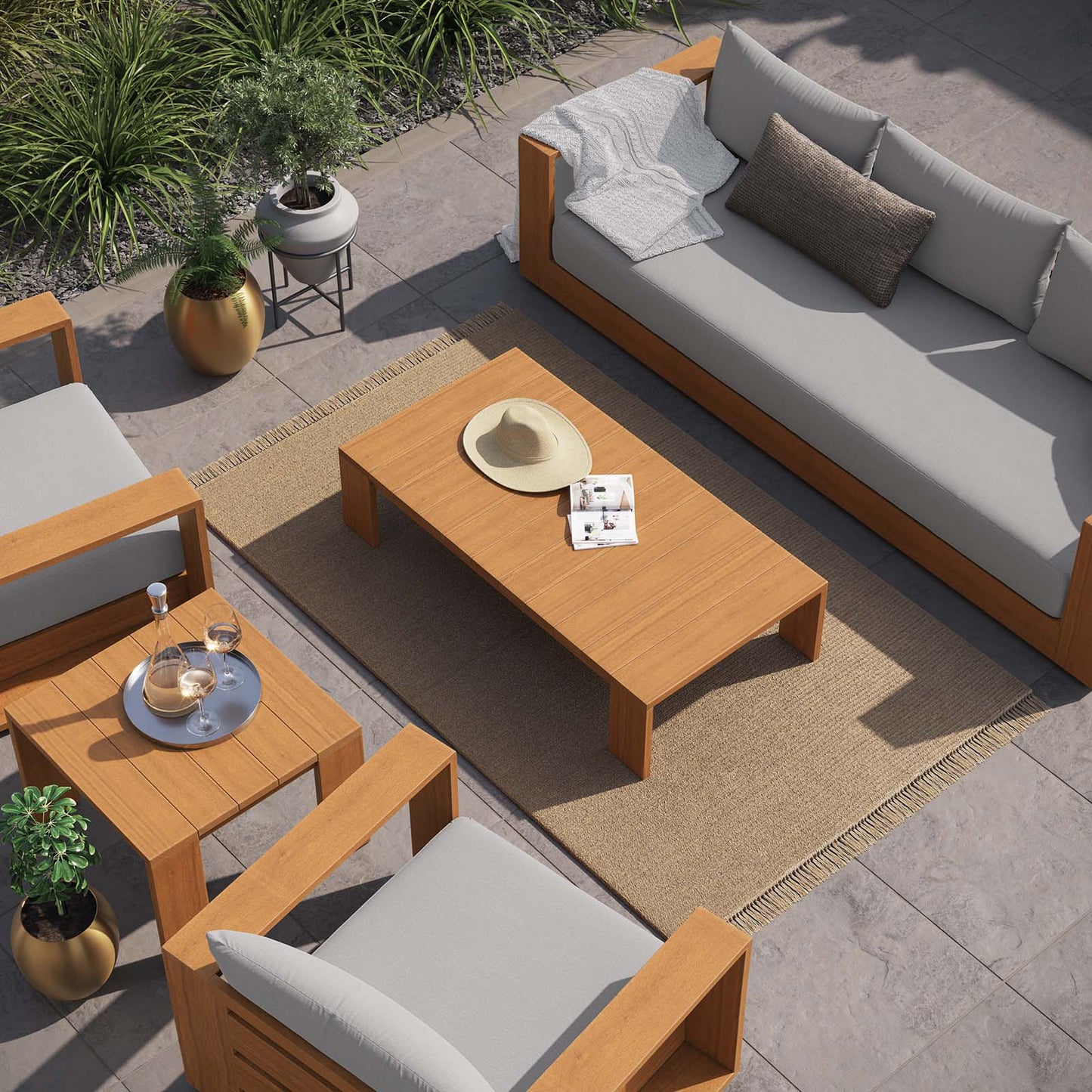 Tahoe 5-Piece Outdoor Patio Acacia Wood Furniture Set