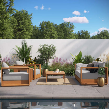 Tahoe 5-Piece Outdoor Patio Acacia Wood Furniture Set