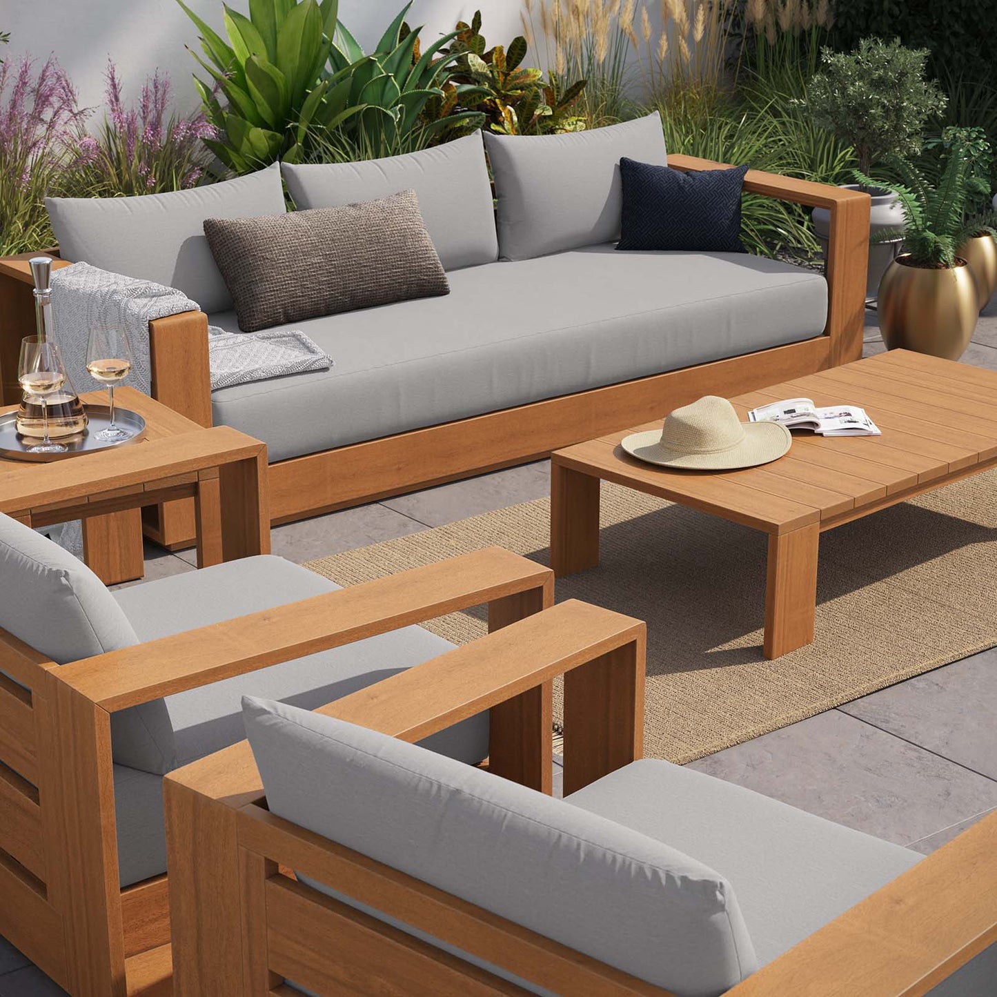 Tahoe 5-Piece Outdoor Patio Acacia Wood Furniture Set