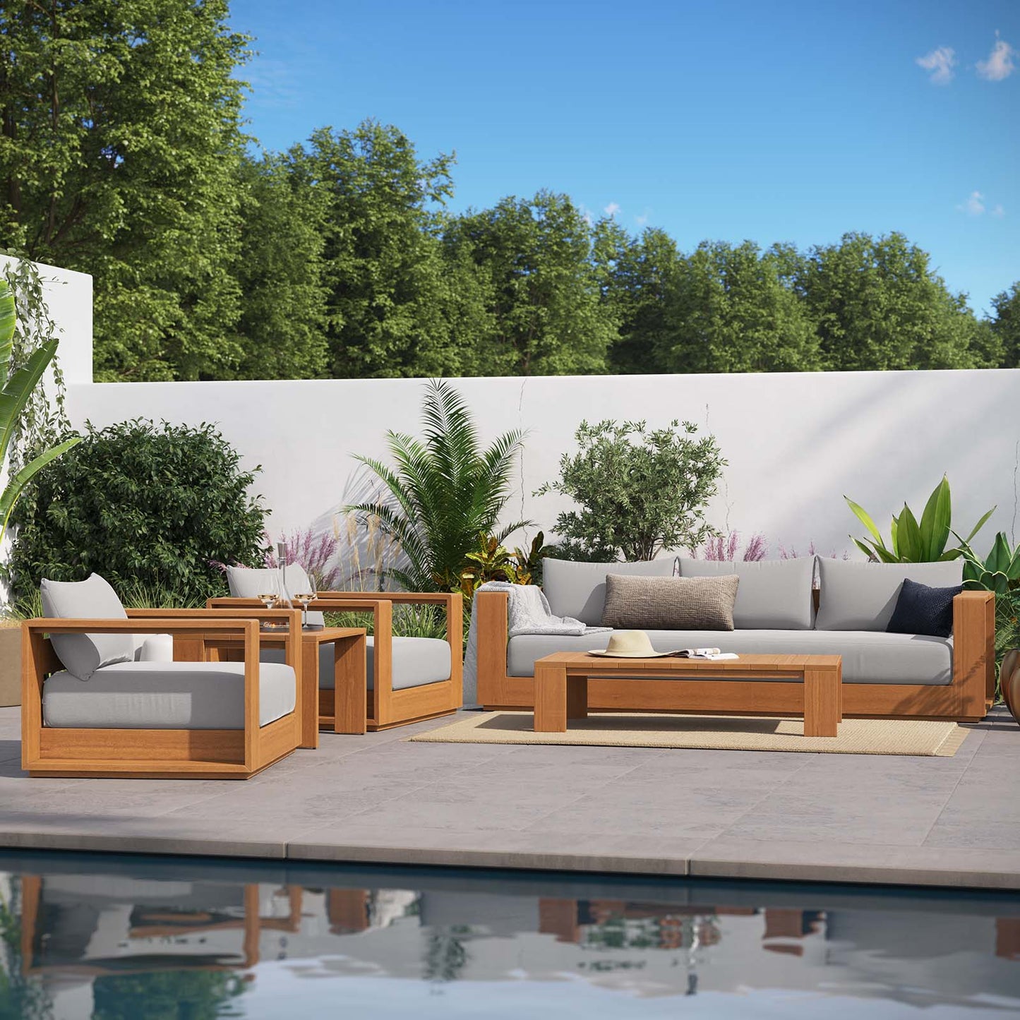 Tahoe 5-Piece Outdoor Patio Acacia Wood Furniture Set