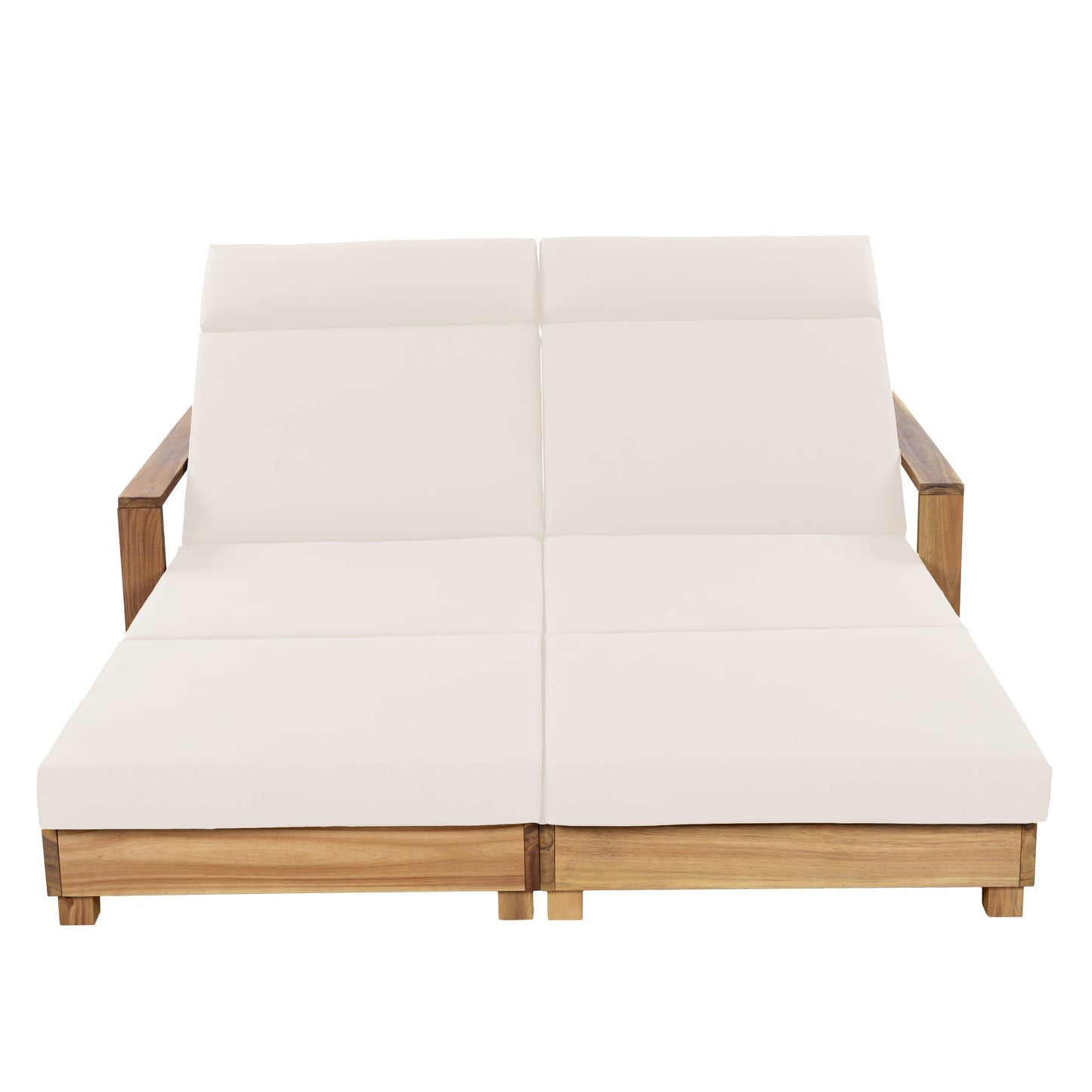 Double Acacia Wood Chaise Lounge Set
