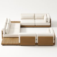 Modular Patio Lounge Designed for Ultimate Outdoor Entertaining, Teak Platform, Performance Cushions, Side Tables