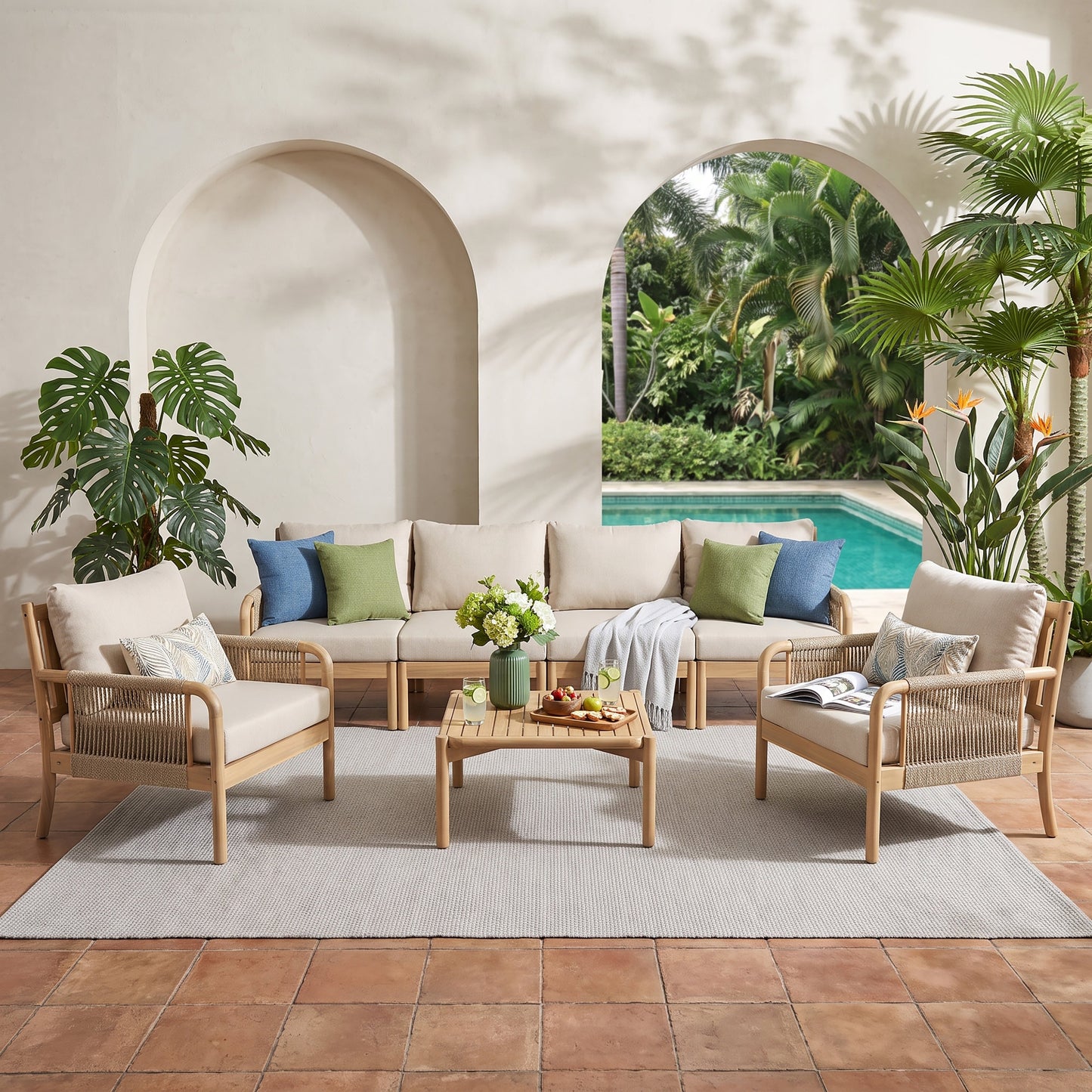 Casper Outdoor 6-Seater Sofa and Coffee Table Set